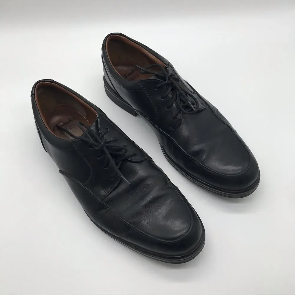 Clarks 1825 Leather Men's Black Dress Shoes Lace Up Sz 10 Derby